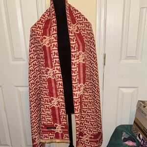 Red and White Patterned Scarf